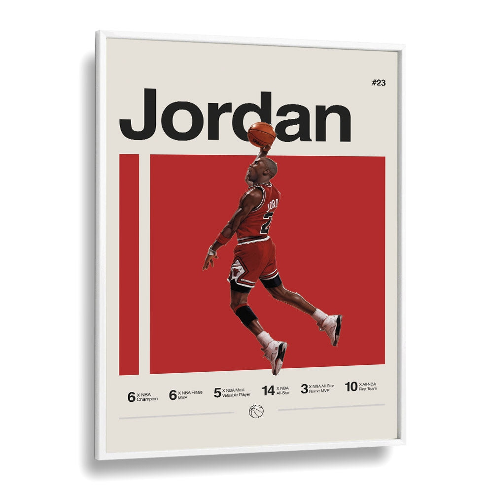 Michael Jordon Sports Art Artwork in White Plain Frame