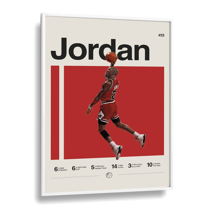 Michael Jordon Sports Art Artwork in White Plain Frame