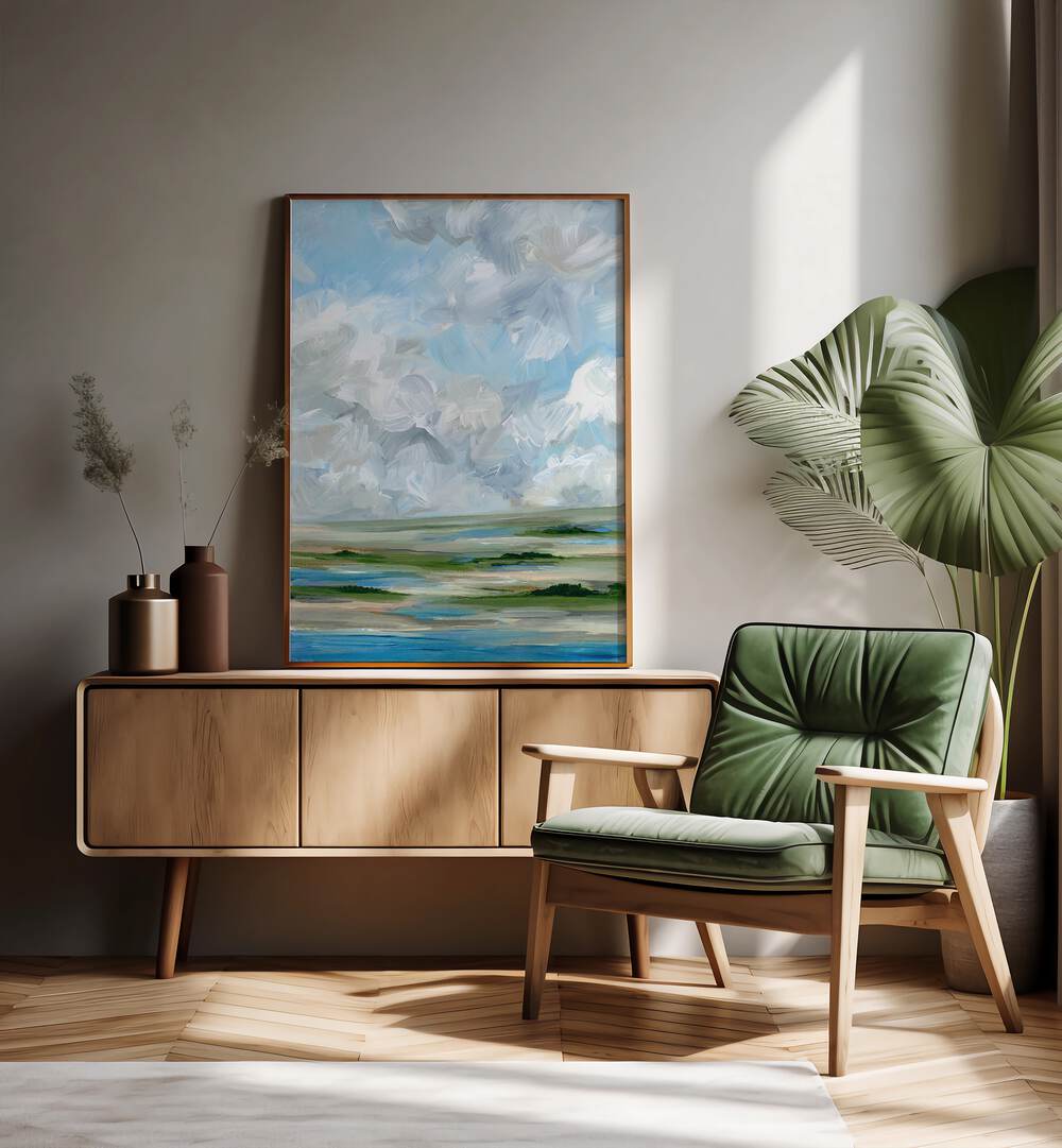 Bright and serene, the MID DAY MARSH, LANDSCAPE PAINTINGS enhance any living space with tranquility.