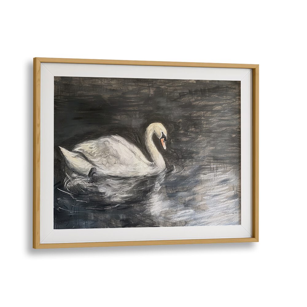 Midnight Swan's Grace Kids Art Artwork in Oak Wood Frame With Mount
