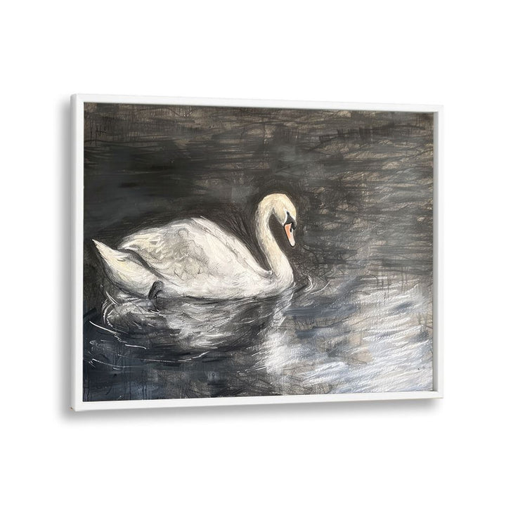 Midnight Swan's Grace Kids art Artwork in White Plain Frame White
