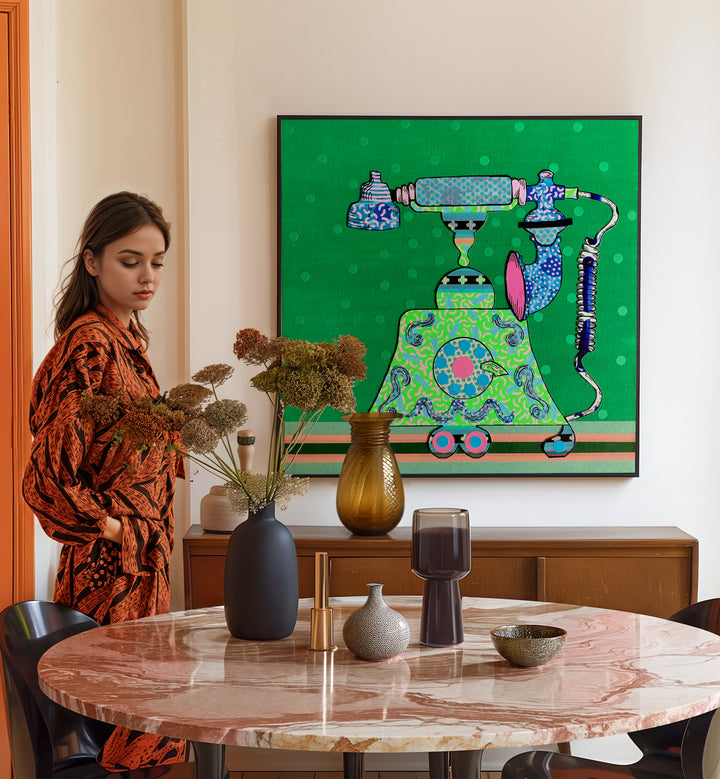 Elevate your space with MIDNIGHT CALL, POP ART PAINTINGS, a vibrant decor piece combining elegance and modern style.