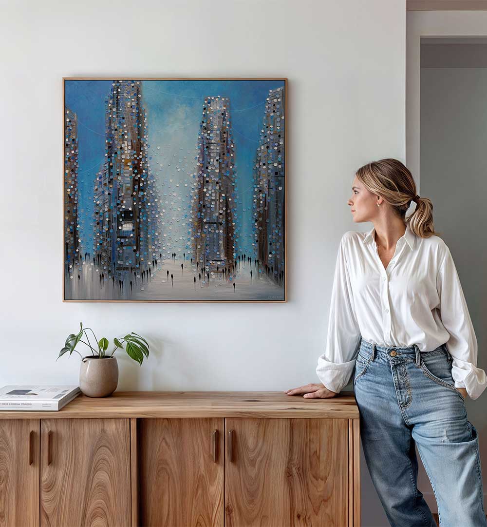 MIDTOWN LIFE , MODERN IMPRESSIONISM PAINTINGS