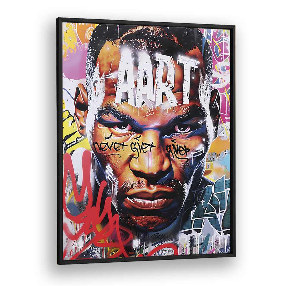 Mike Tyson Art Pop Artwork in Black Plain Frame