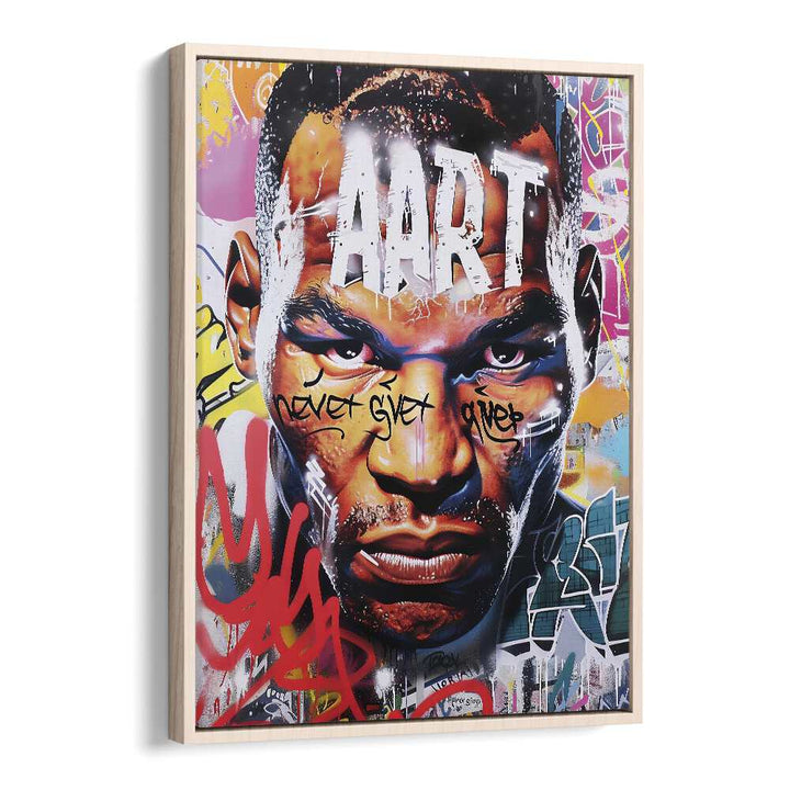 Mike Tyson Art Pop Artwork in Oak Wood Floater Frame