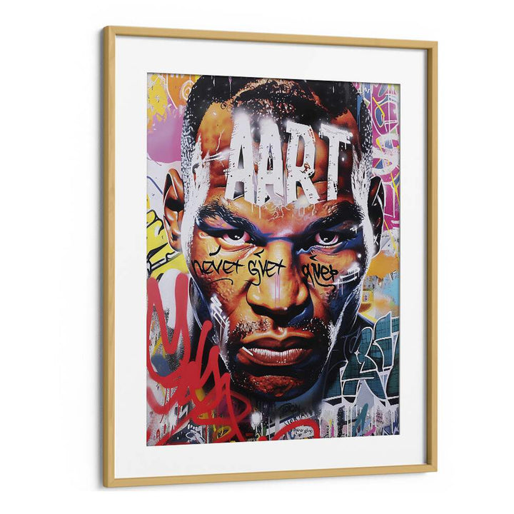 Mike Tyson Art Pop Artwork in Oak Wood Frame With Mount