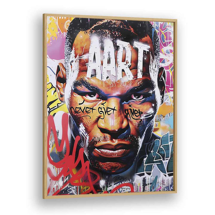 Mike Tyson Art Pop Artwork in Oak Wood Plain Frame