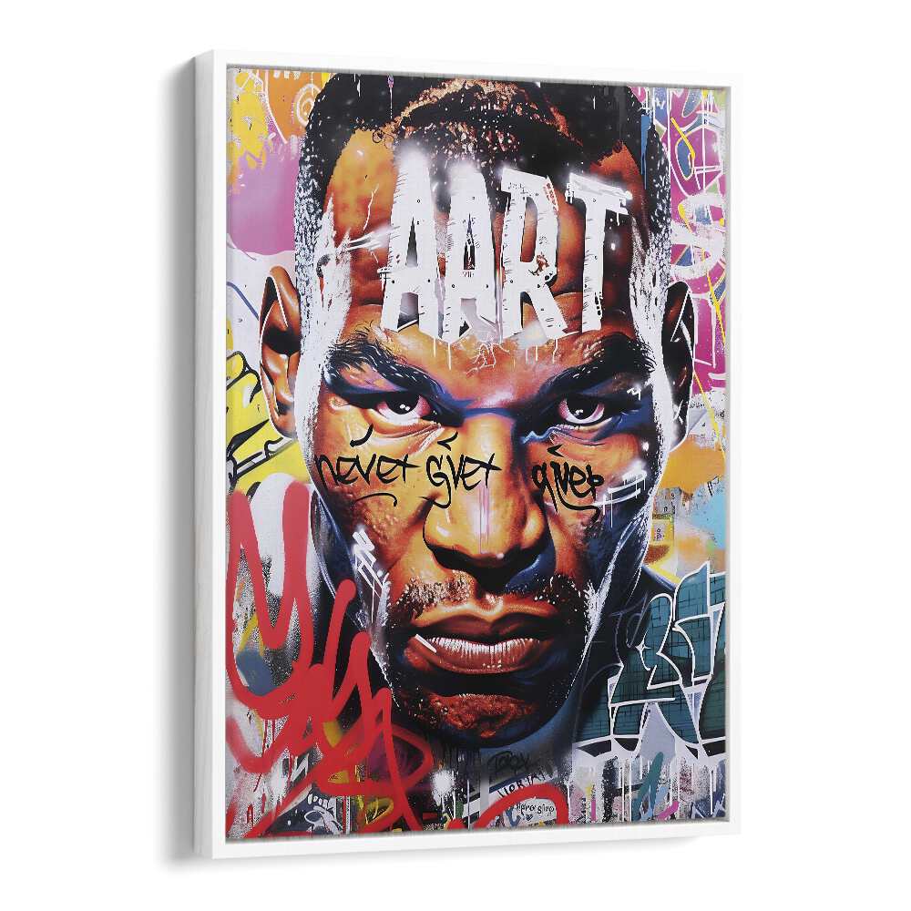 Mike Tyson Art Pop Artwork in White Floater Frame