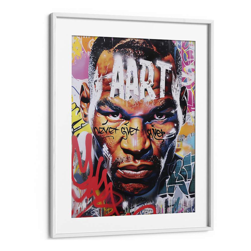 Mike Tyson Art Pop Artwork in White Frame With Mount