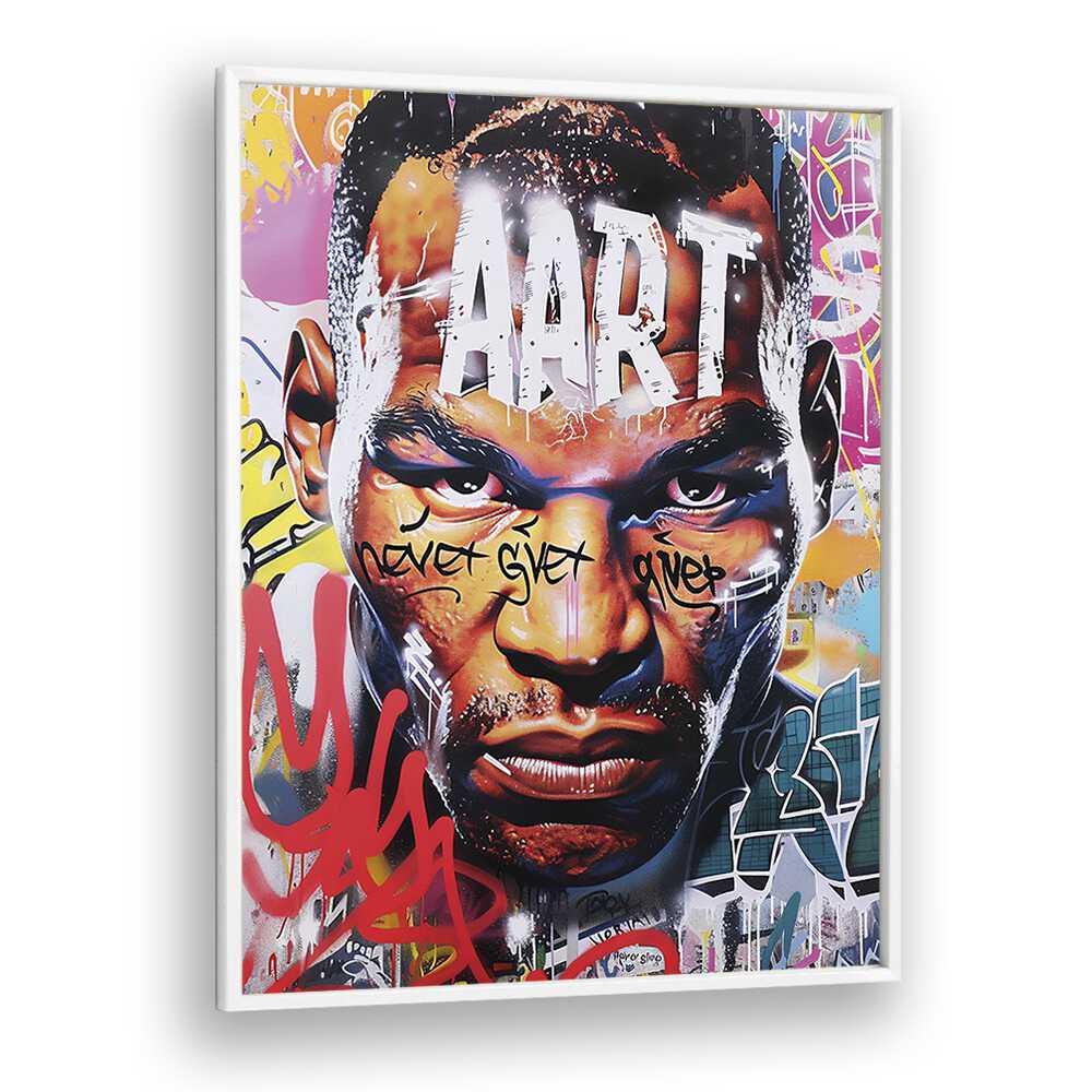 Mike Tyson Art Pop Artwork in White Plain Frame