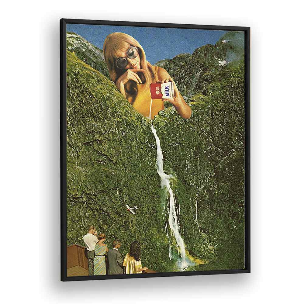 Milky Falls Surreal art Artwork in Black Plain Frame
