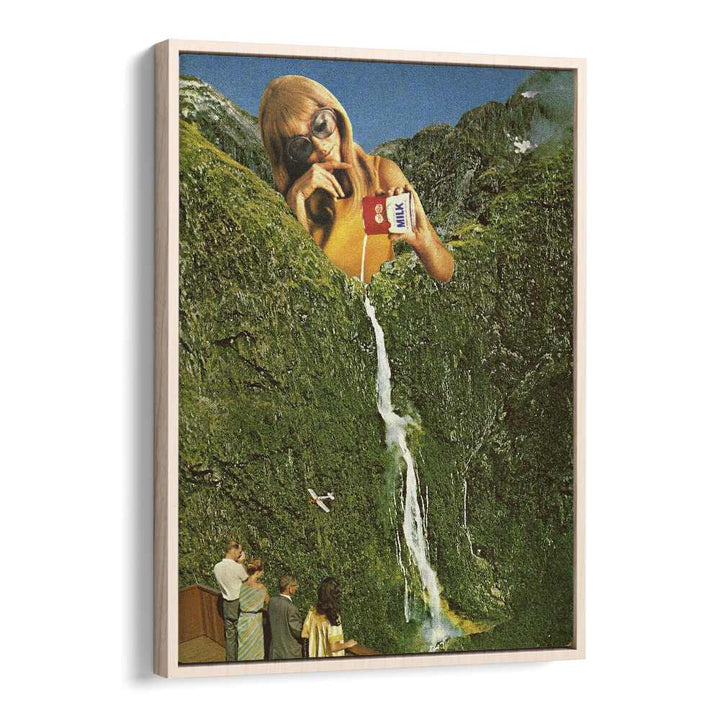 Milky Falls Surreal Art Artwork in Oak Wood Floater Frame
