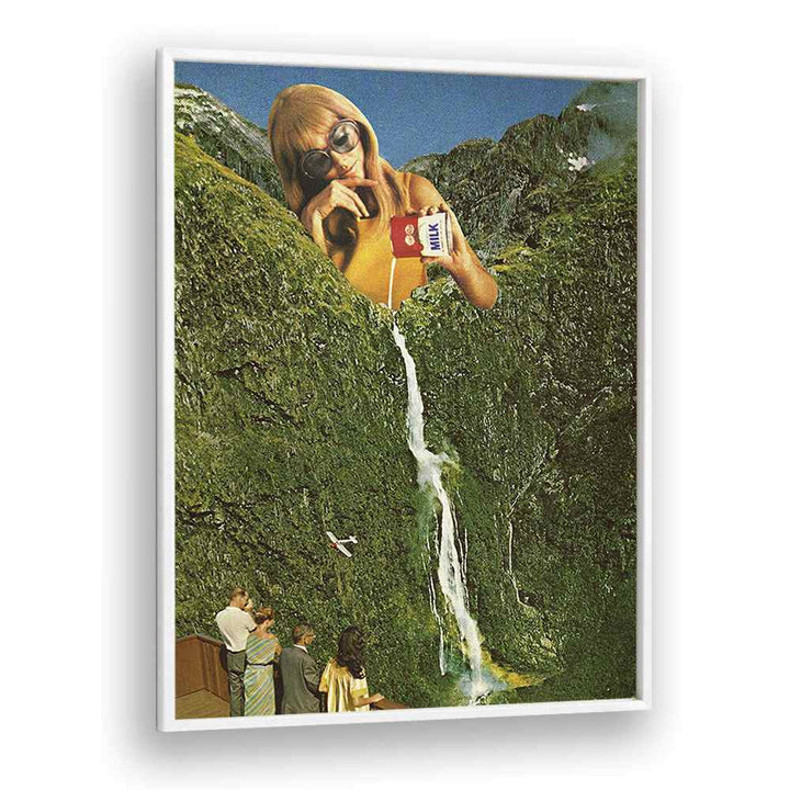 Milky Falls Surreal art Artwork in White Plain Frame
