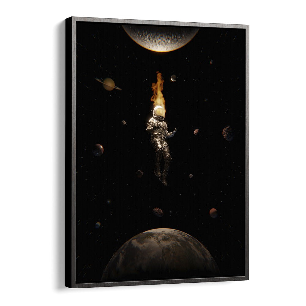 Mindful By Francis Minoza Astronaut & Nasa Paintings, Space Art Prints Artwork in Black Floater Frame
