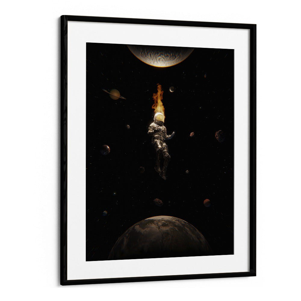 Mindful By Francis Minoza Astronaut & Nasa Paintings, Space Art Prints Artwork in Black Frame With Mount
