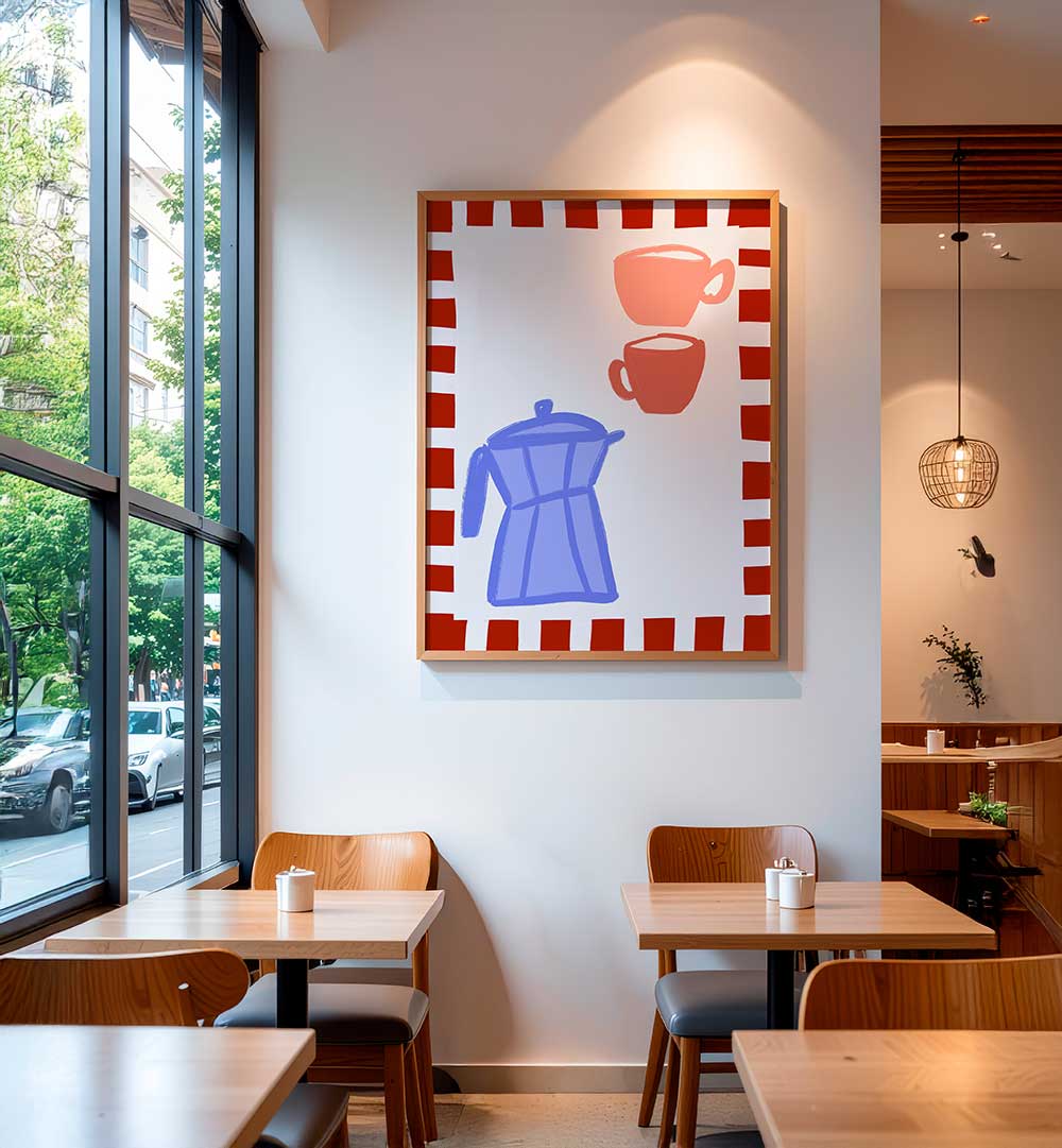 MINIMALIST BLUE COFFEE POT , KITCHEN POSTERS