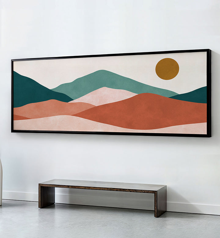 MINIMALIST DESERT SUN , PANORAMIC ART