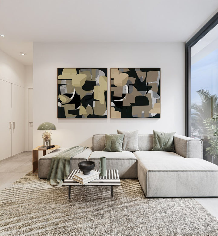 MINIMALIST CONTEMPORARY SET , SET OF 2 PAINTINGS