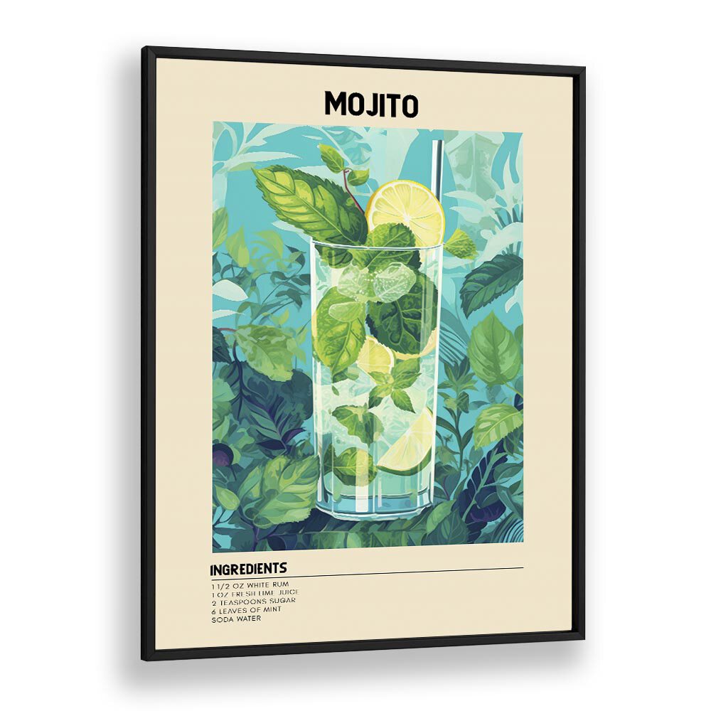 Minty Fresh Moments Mojito Bar & Cafe Artwork in Black Plain Frame