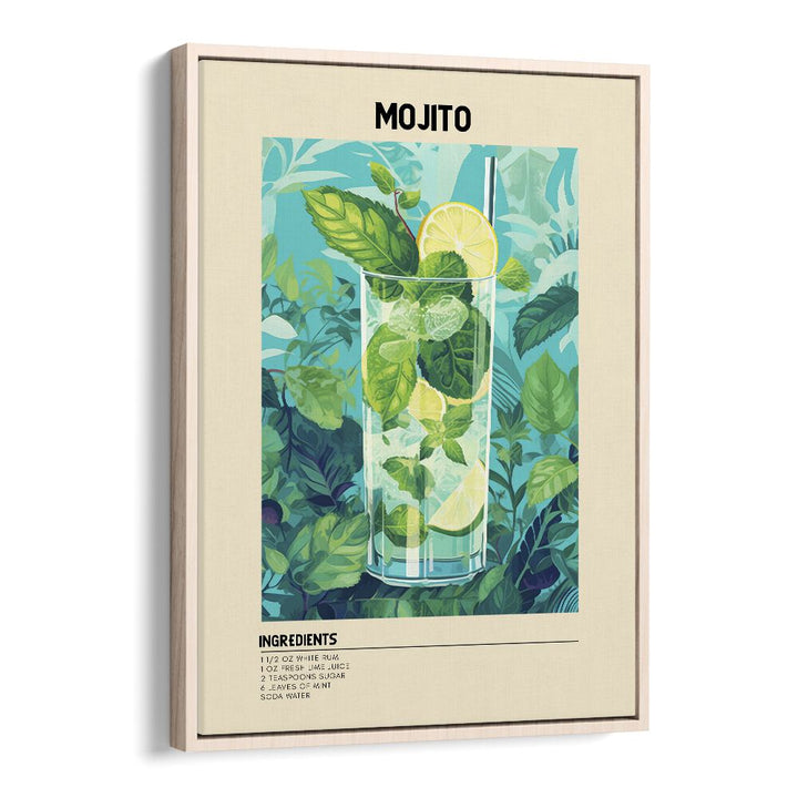 Minty Fresh Moments Mojito Bar & Cafe Artwork in Oak Wood Floater Frame