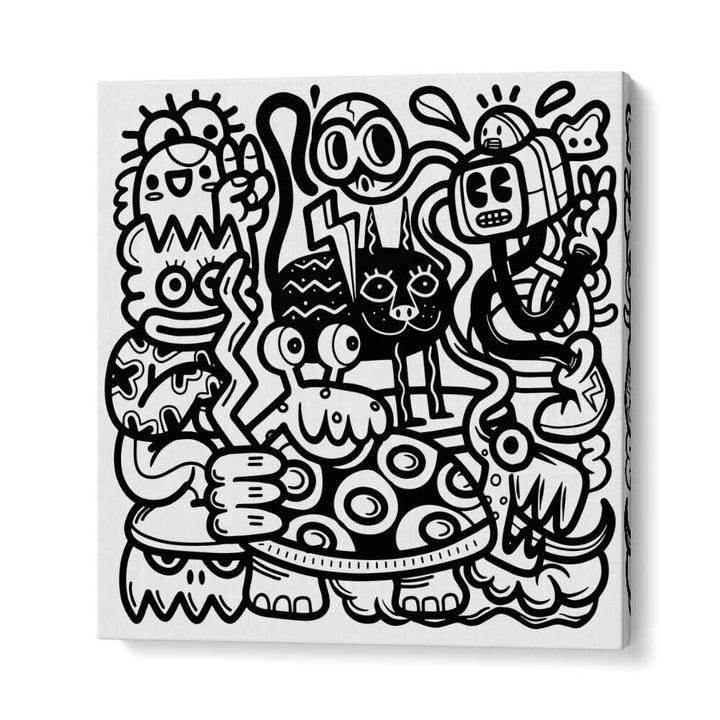 Mischievous Creatures Doodle Art Artwork in Gallery Wrap