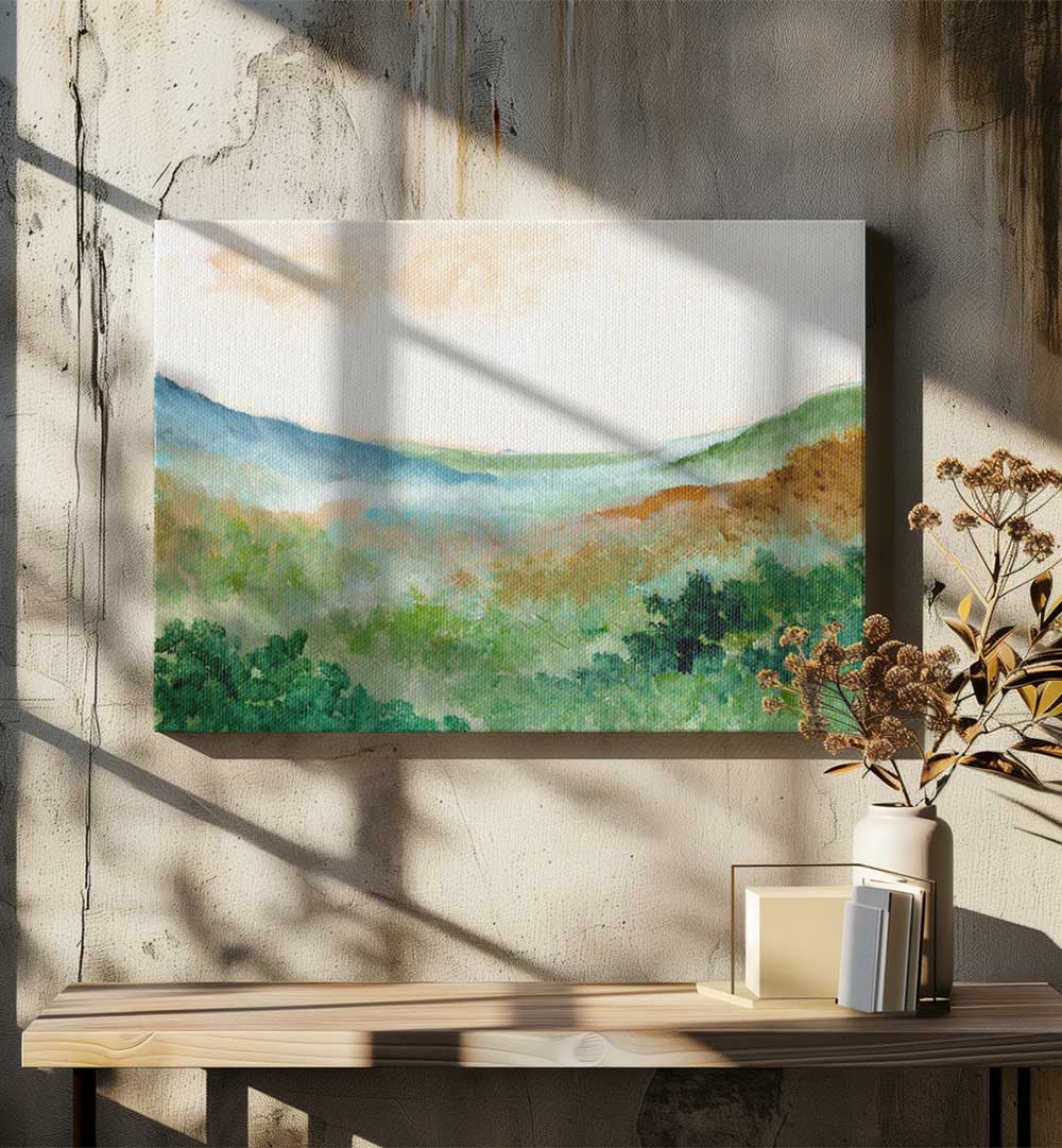 MIST OVER MEADOWS , LANDSCAPE PAINTINGS