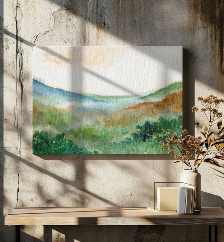 MIST OVER MEADOWS , LANDSCAPE PAINTINGS