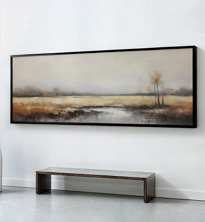 MISTY AUTUMN FIELD , PANORAMIC ART