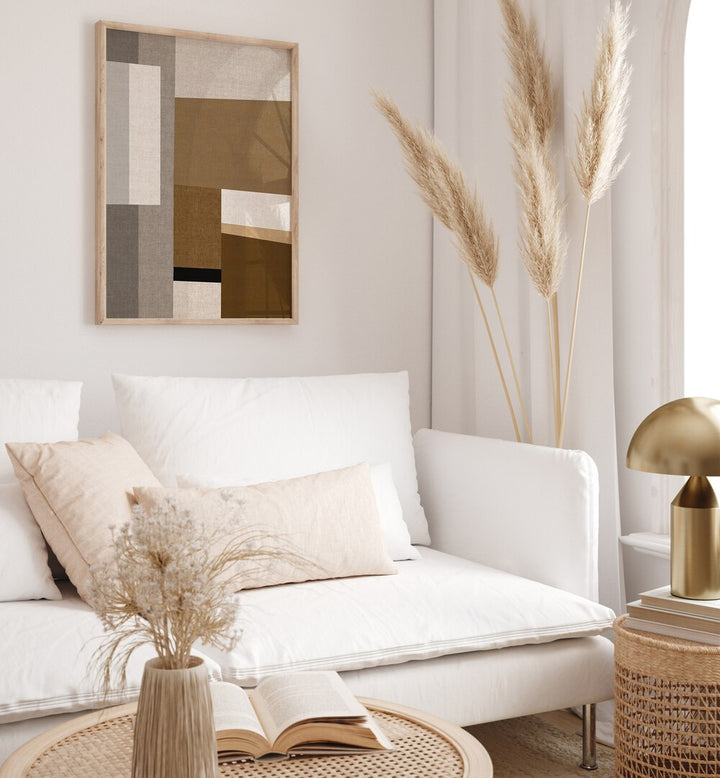 Stunning MOD, ABSTRACT PAINTINGS adorn a minimalist living space, enhancing modern aesthetics and creativity.