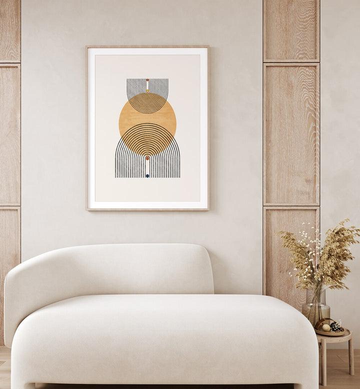 Modern Geometric Circle And Lines boho wall art painting Artwork Hanged on a Wall