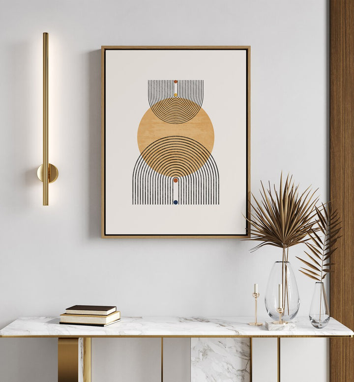 Modern Geometric Circle And Lines boho wall art painting Artwork Hanged on a Wall