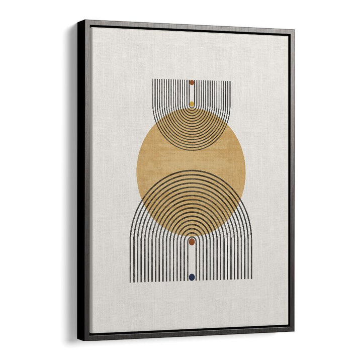 Modern Geometric Circle And Lines boho wall art painting Artwork in Black Floater Frame