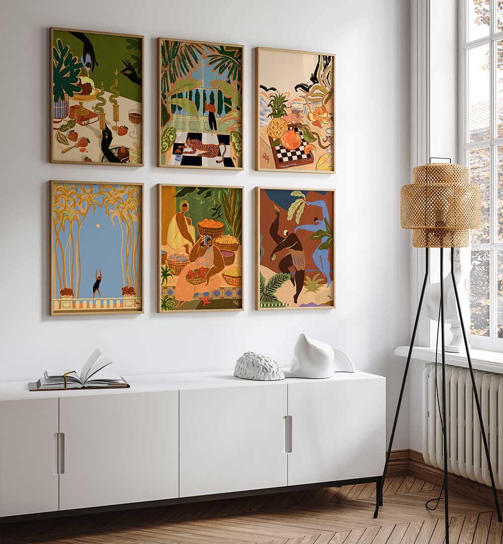 MODERN OASIS SET , SET OF 6 PAINTINGS