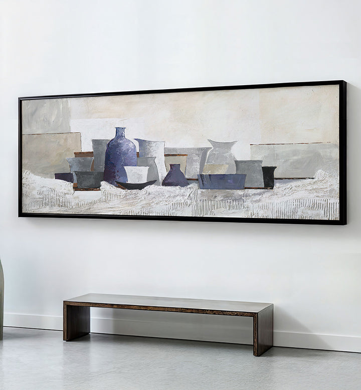 MODERN BLUE STILL LIFE , PANORAMIC ART