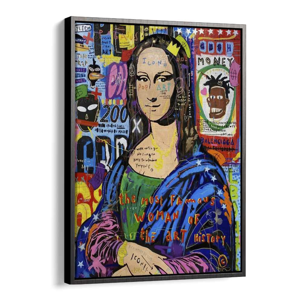 Monalisa Iconic Pop Artwork in Black Floater Frame