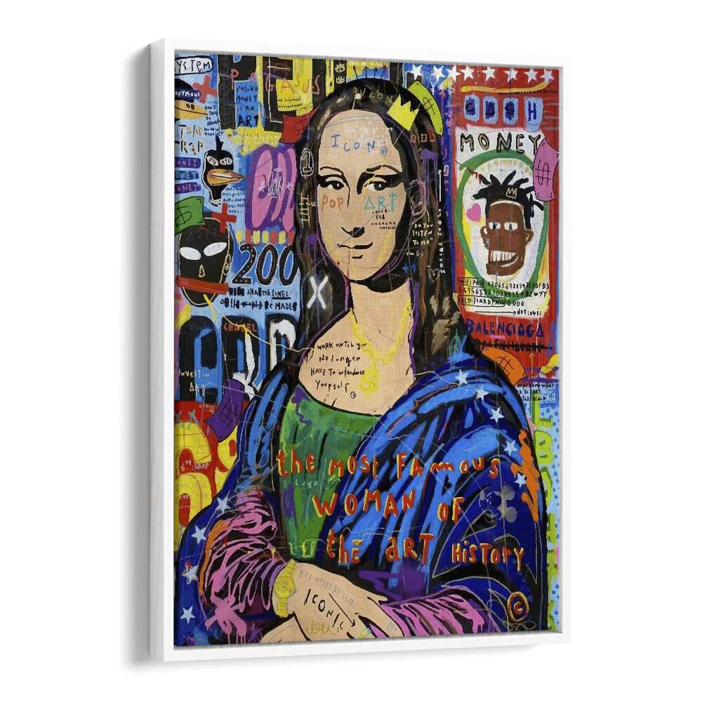 Monalisa Iconic Pop Artwork in White Floater Frame