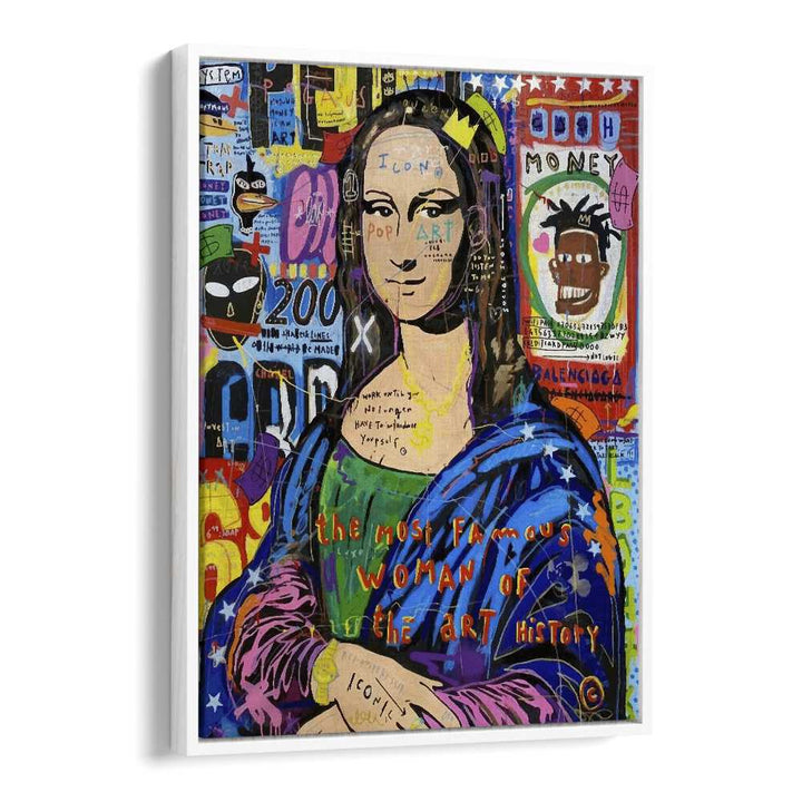 Monalisa Iconic Pop Artwork in White Floater Frame