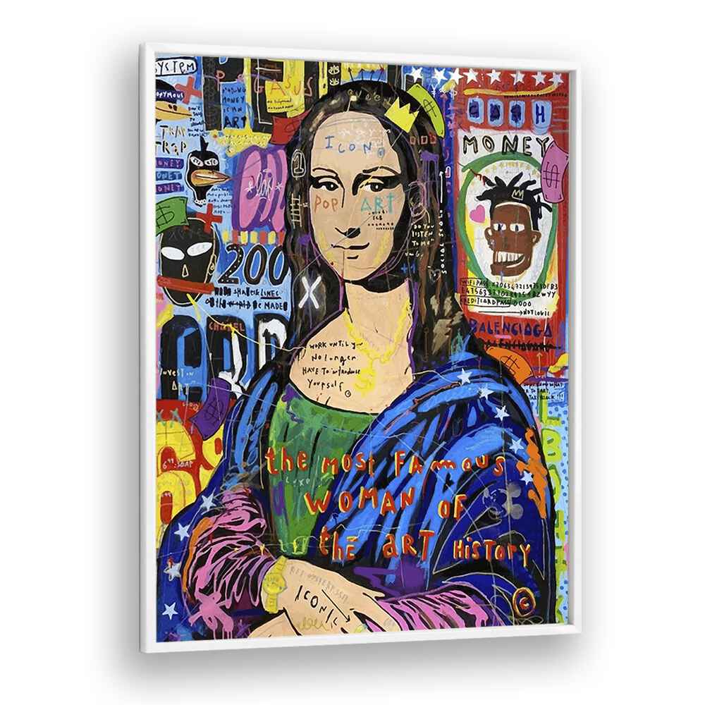 Monalisa Iconic Pop Artwork in White Plain Frame