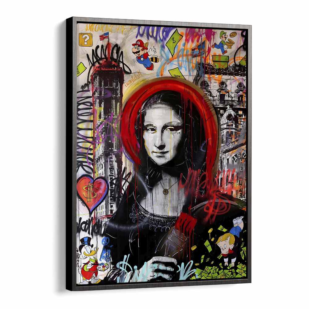 Monallisa Pop Art Artwork in Black Floater Frame