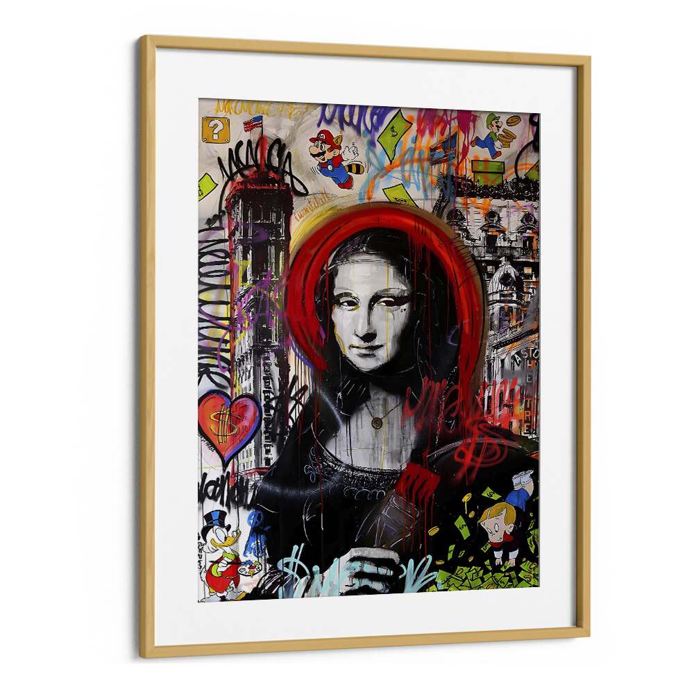 Monallisa Art Artwork in Oak Wood Frame With Mount