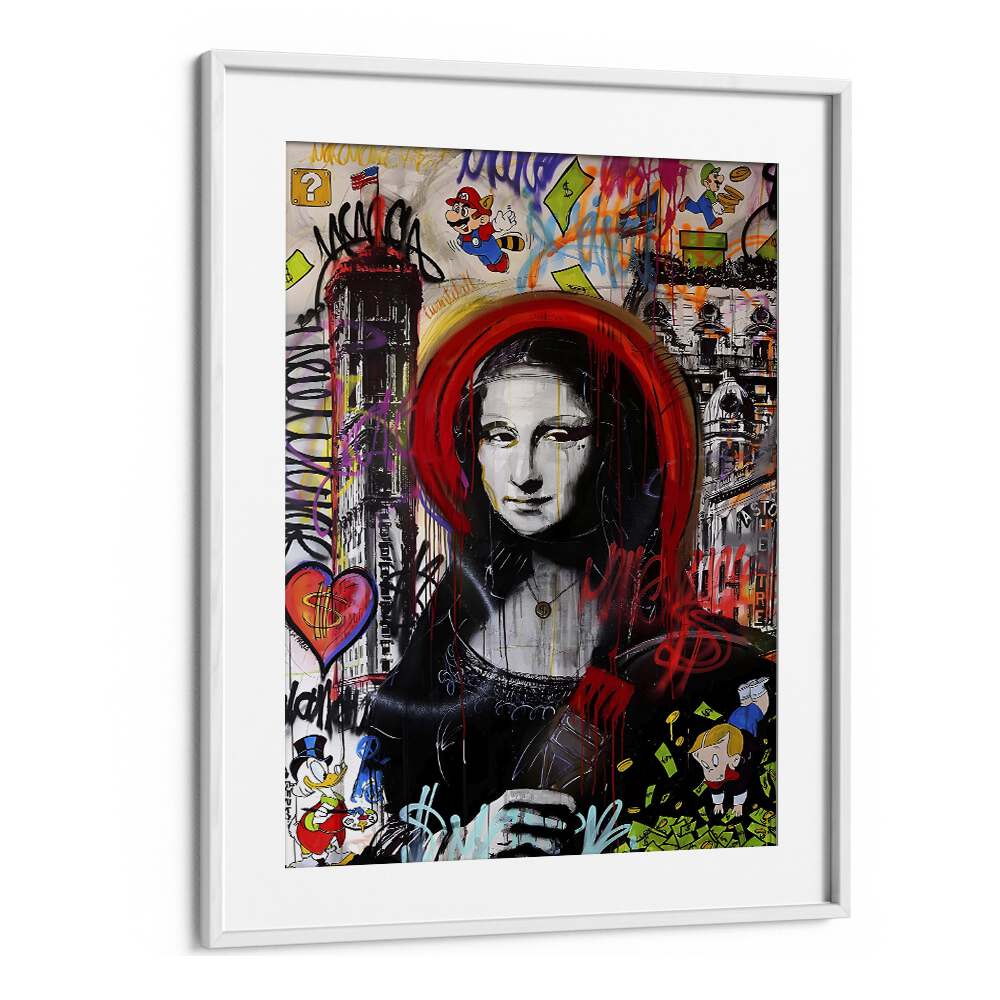 Monallisa Pop Art Artwork in White Frame With Mount