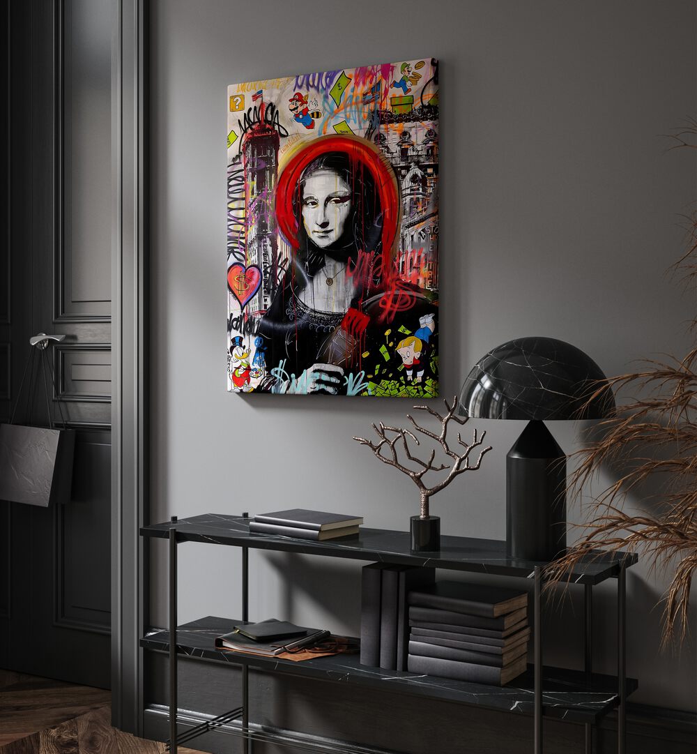 Bold MONALLISA, POP ART PAINTINGS brighten up modern spaces with vibrant colors and striking designs. Perfect for decor!