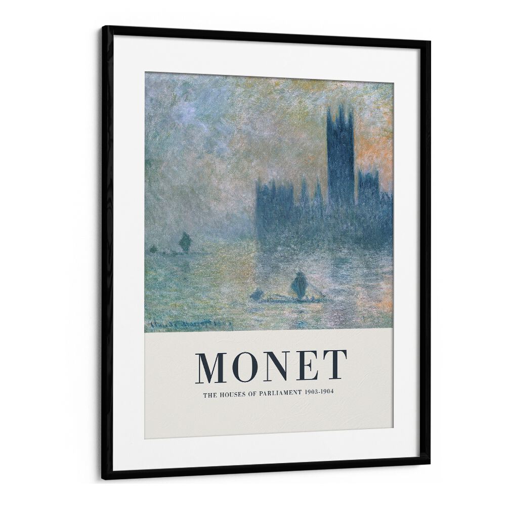 Monet's London Symphony Houses Of Parliament, 1903-1904 Claude Monet art painting Artwork in Black Frame With Mount