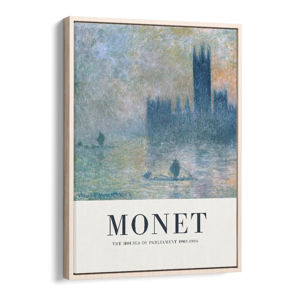 Monet's London Symphony Houses Of Parliament, 1903-1904 Claude Monet art painting Artwork in Oak Wood Floater Frame