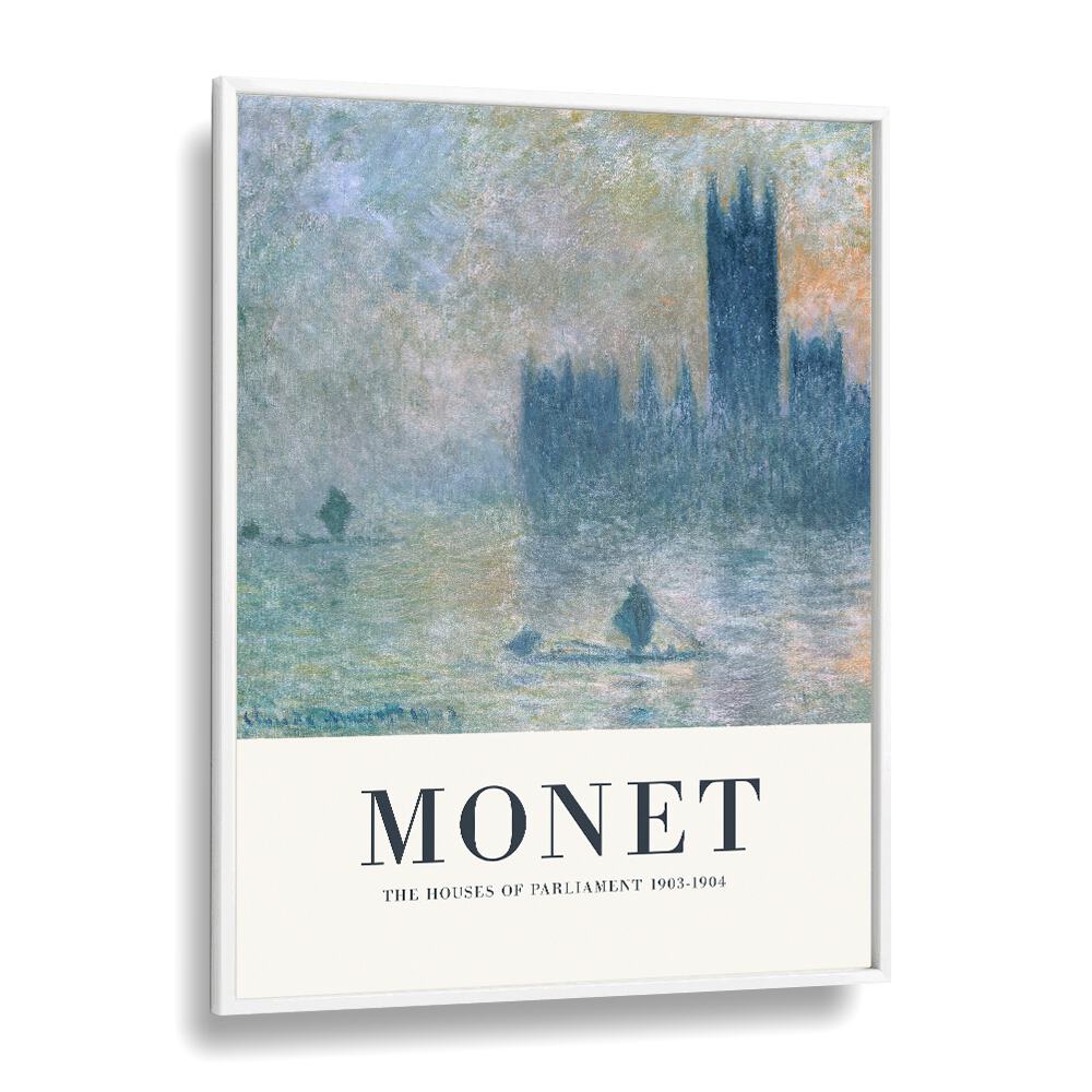 Monet's London Symphony Houses Of Parliament, 1903-1904 Claude Monet art painting Artwork in White Plain Frame