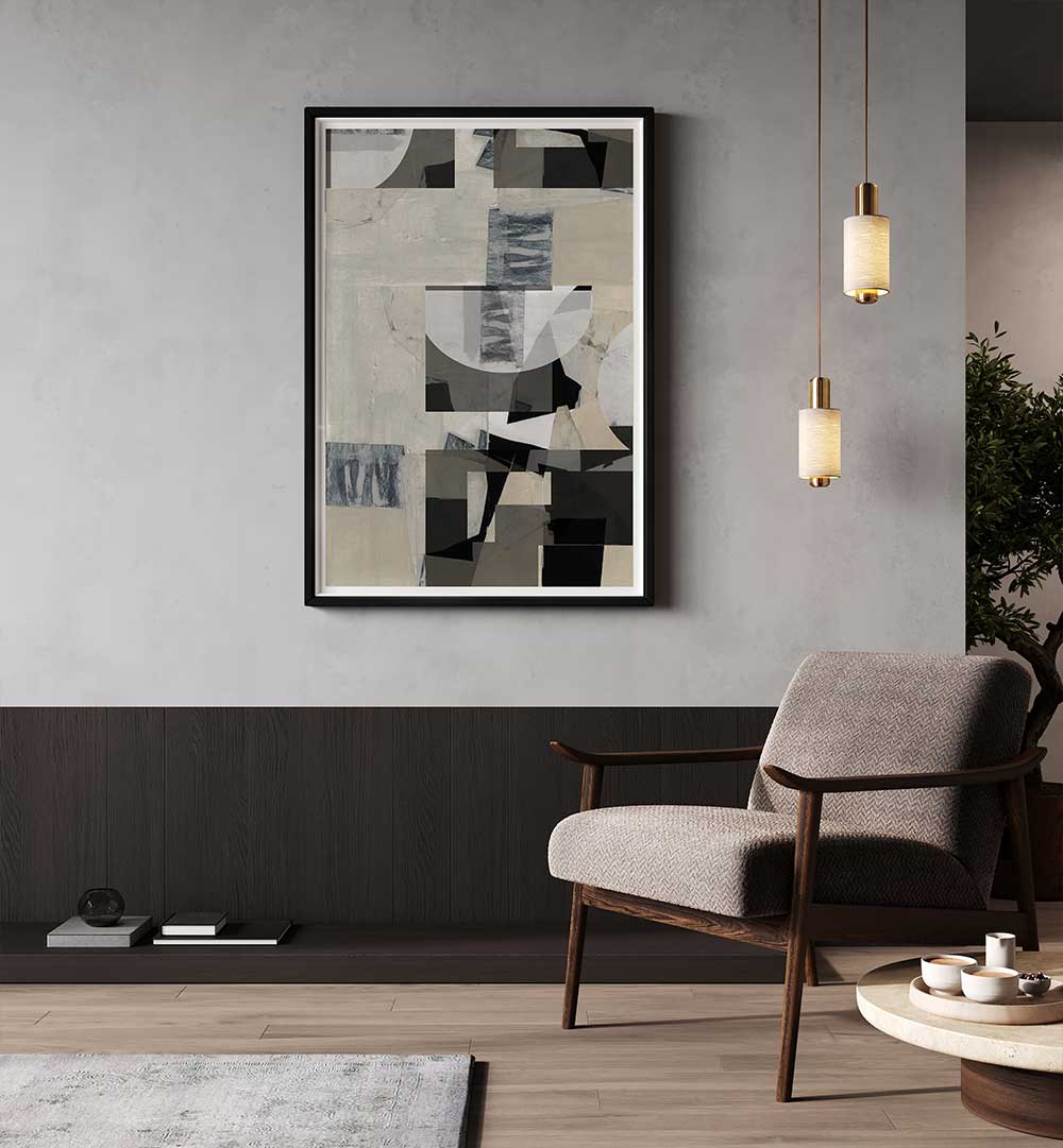 Enhance your decor with MONOCHROME COMPOSITION NO III, ABSTRACT PAINTINGS, showcasing modern artistry and sophistication.