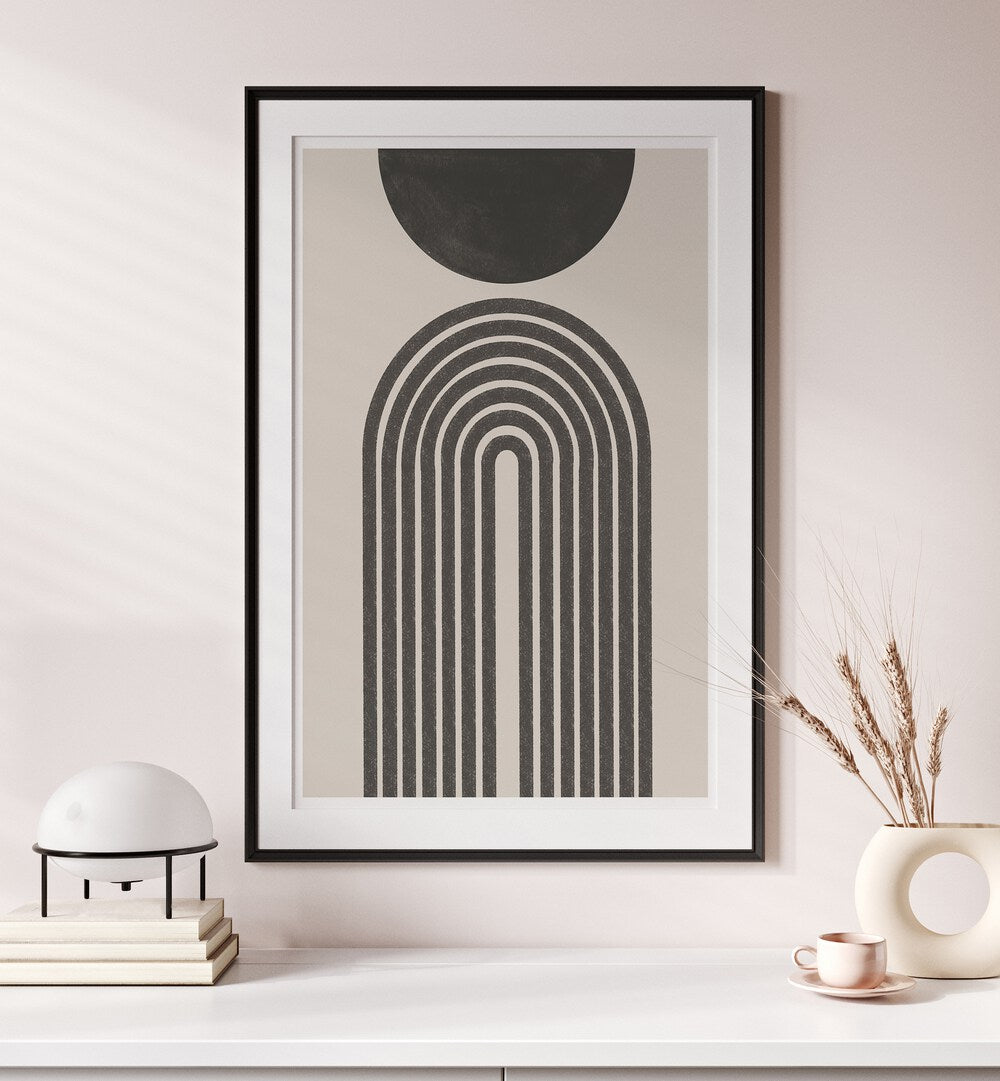 Monochrome Curve boho wall art painting Artwork Hanged on a Wall