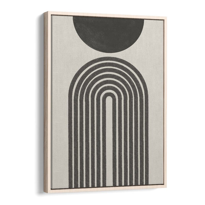 Monochrome curve boho wall art painting Artwork in Oak Wood Floater Frame