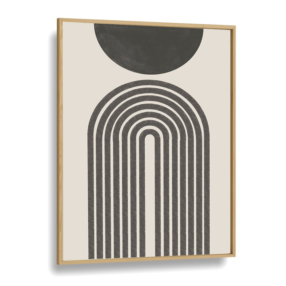 Monochrome curve boho wall art painting Artwork in Oak Wood Plain Frame