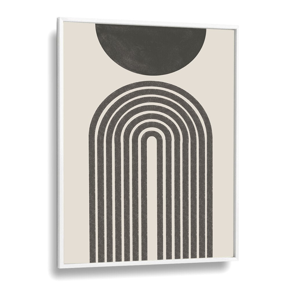 Monochrome curve boho wall art painting Artwork in White Plain Frame